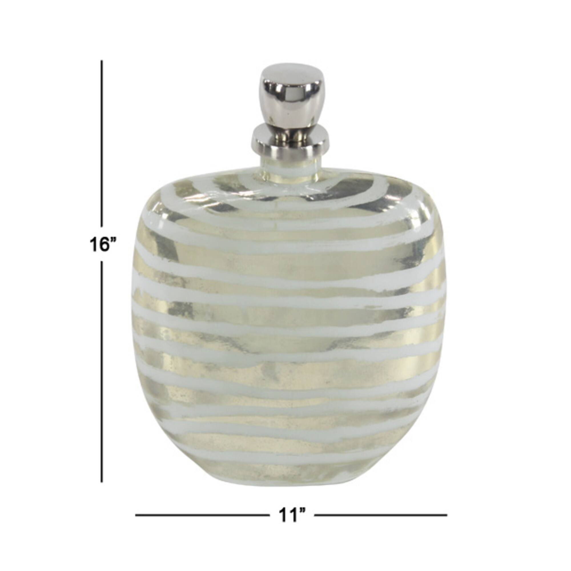 16" Gold & Silver Glass Decorative Bottle